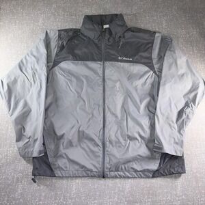 Columbia Jacket Mens XL Gray Colorblock Hooded Full Zip‎ Windbreaker Lightweight